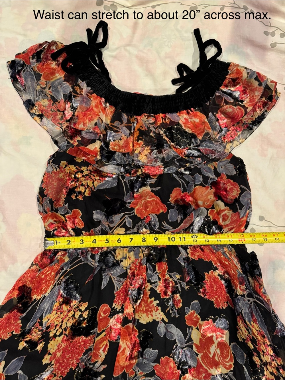 Vintage 1980s Diane Freis Limited Edition Silk Floral Ruffle Dress Boho - Picture 13 of 14